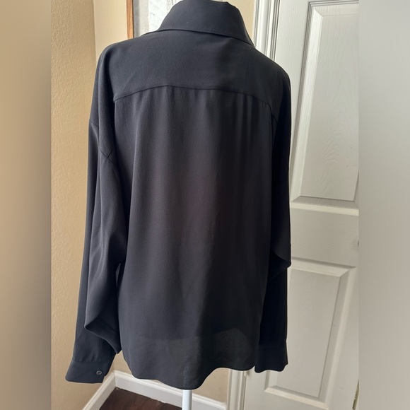 Michael Kors Designer Collection Italian 100%Silk Blouse Top Black SZ Large - Picture 3 of 11
